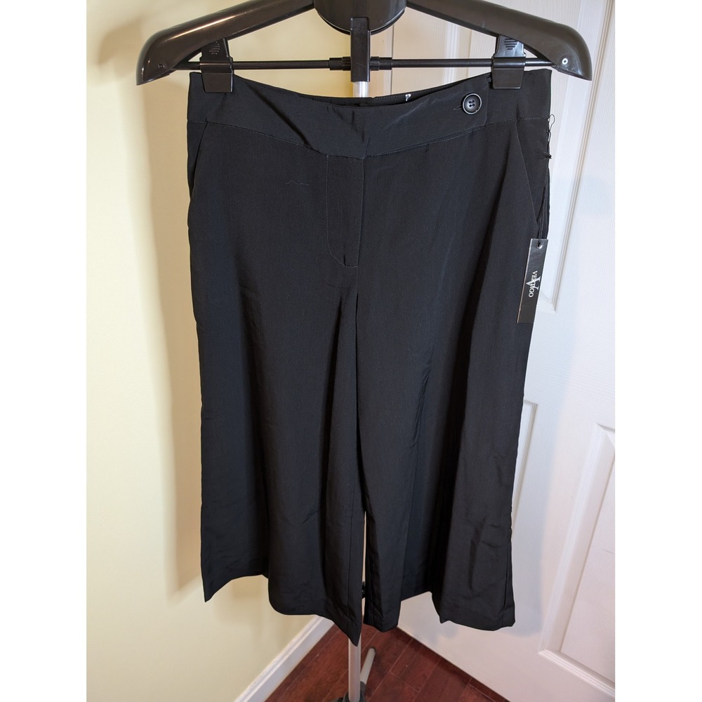 Vertigo Culottes Women Size 6 Black Wide Leg Cropped High Rise Trousers NWT